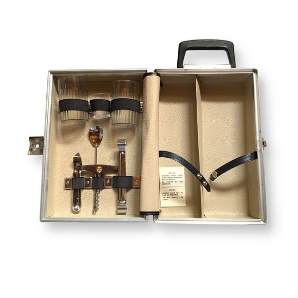 Vintage Flite Line MCM Style Traveling Bar Case, with Key Made in Canada - Picture 2 of 14